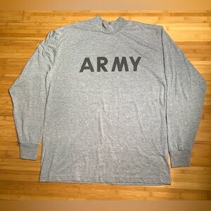 US Army Heather Grey Military Issue Physical Fitness IPFU Long Sleeve Shirt|Sz:L
